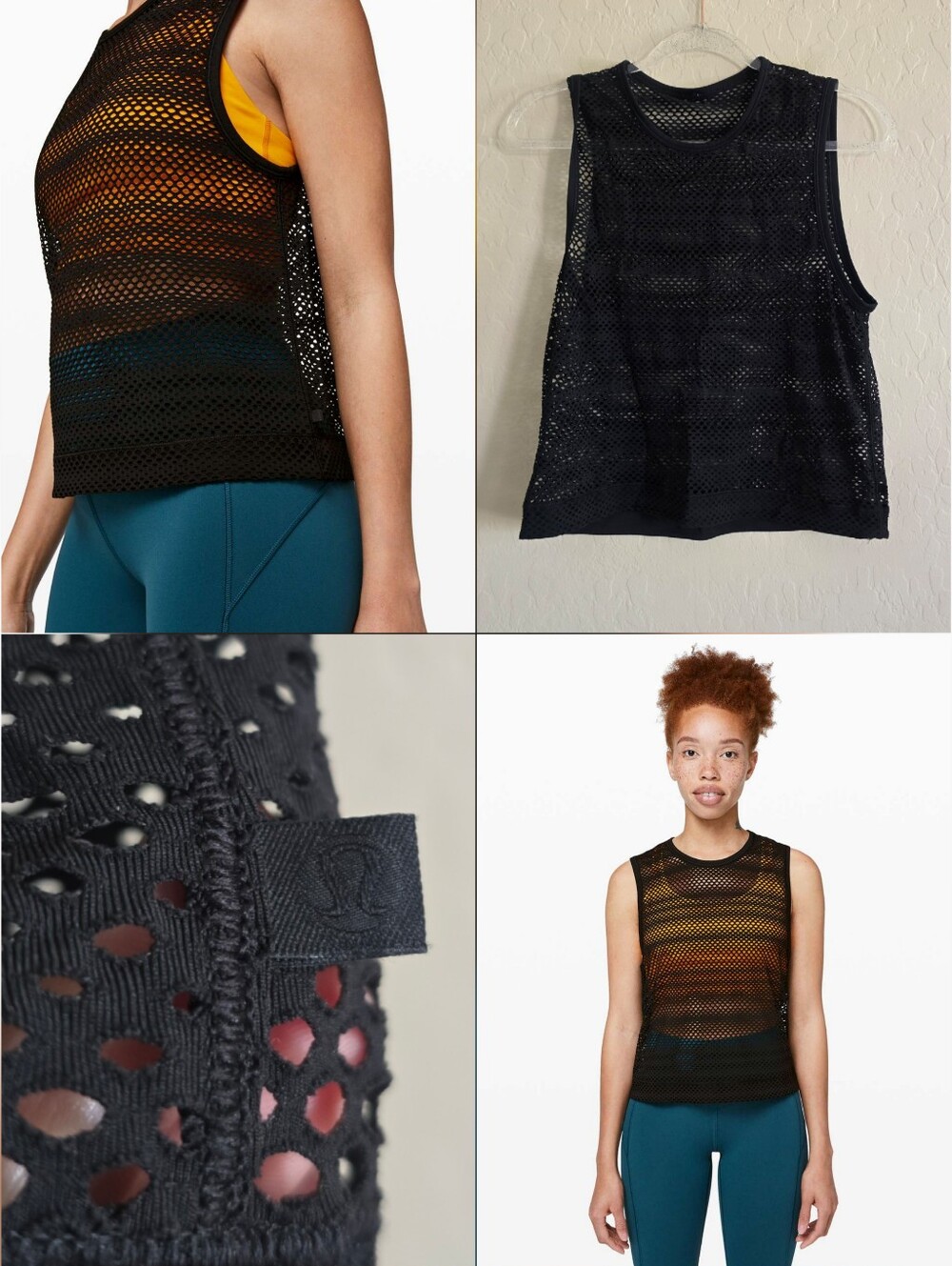 Lululemon Black Sweat Your Heart Out Tank Open Hole Mesh‎